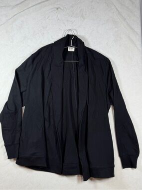Pact XL Organic Cotton Black Open-Front Women's Cardigan Sweater Flowy Chic